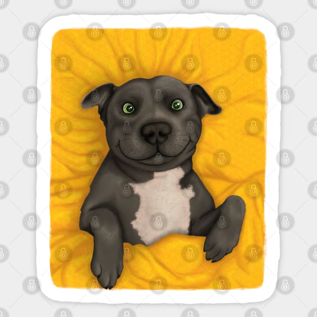 Grey Pittie - illustrated dog portrait Sticker by illograph